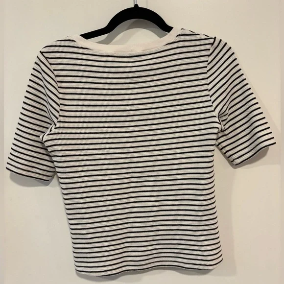 Joe's Jeans The Gisele Black and White Striped Short Sleeve Top | Size Medium - Picture 2 of 4